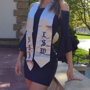 Navy Mini Dress with Batwing Sleeves